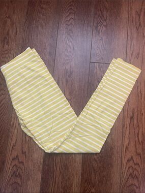 Mini Boden Yellow and White Striped Leggings
